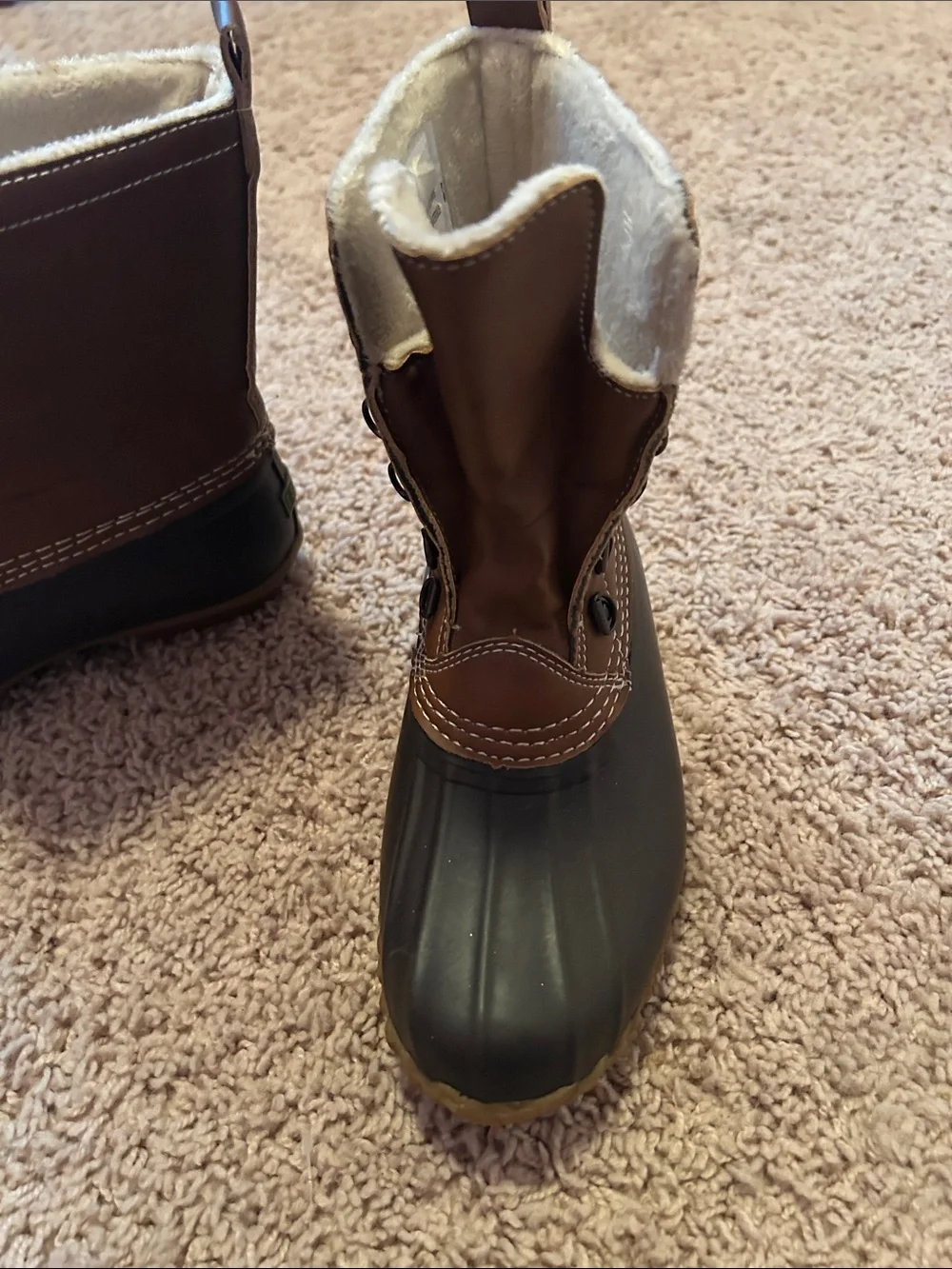 Kids Brown Winter Duck Boots with Cozy Lining